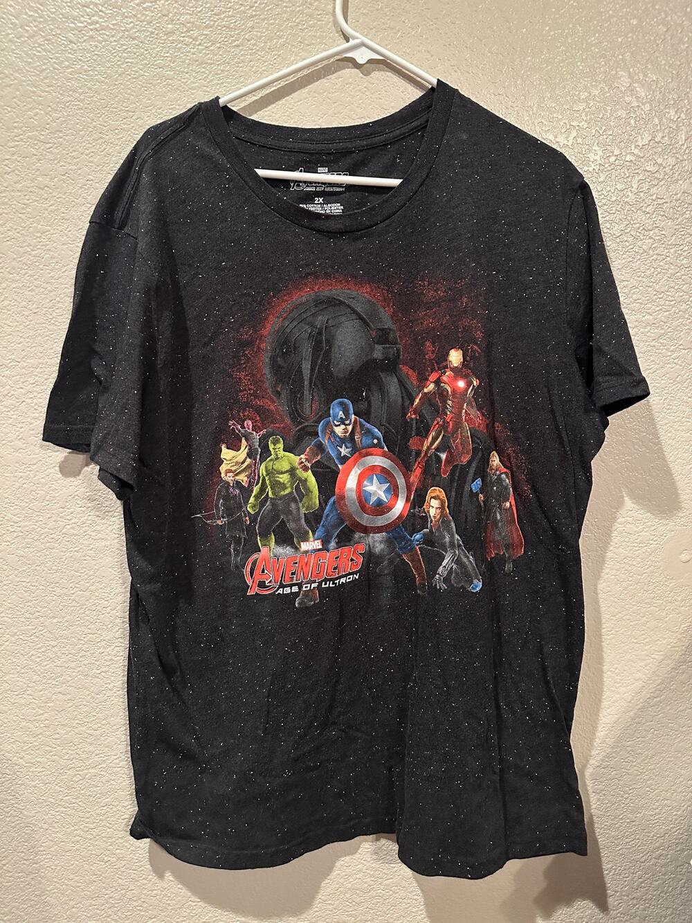 Marvel Disney Avengers the Age of Ultron Movie Black Speckled Tee 2X